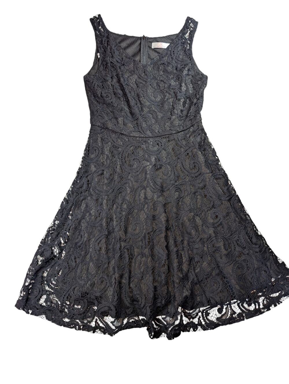 Dressystar Black Lace A Line Dress Goth Whimsy V Neck Sleeveless Lined